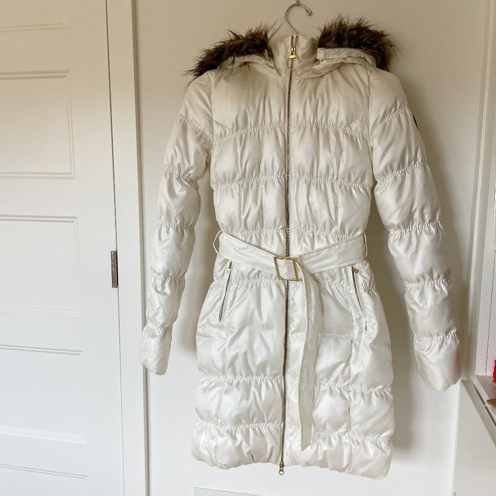 Adidas Duck Down Feather Puffer Coat Faux Fur Hood Size Small